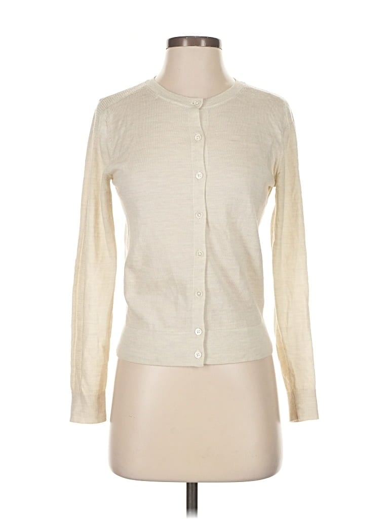 Pre-owned Banana Republic Wool Cardigan Sweater In White