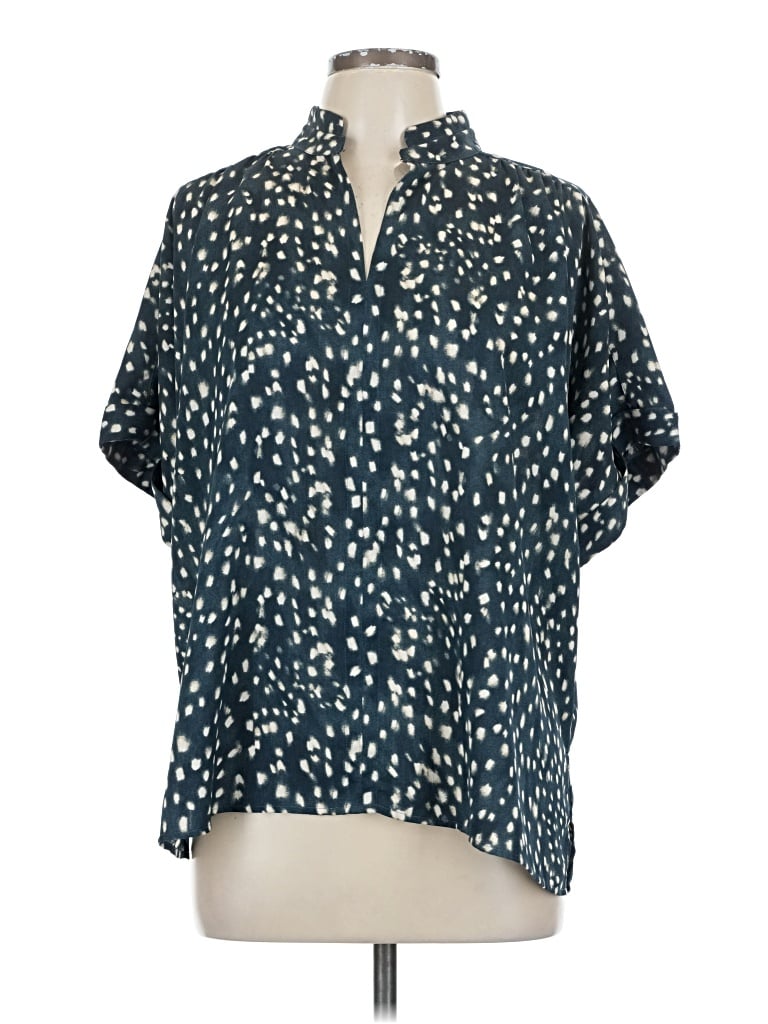 Pre-owned Ann Taylor Short Sleeve Blouse In Blue