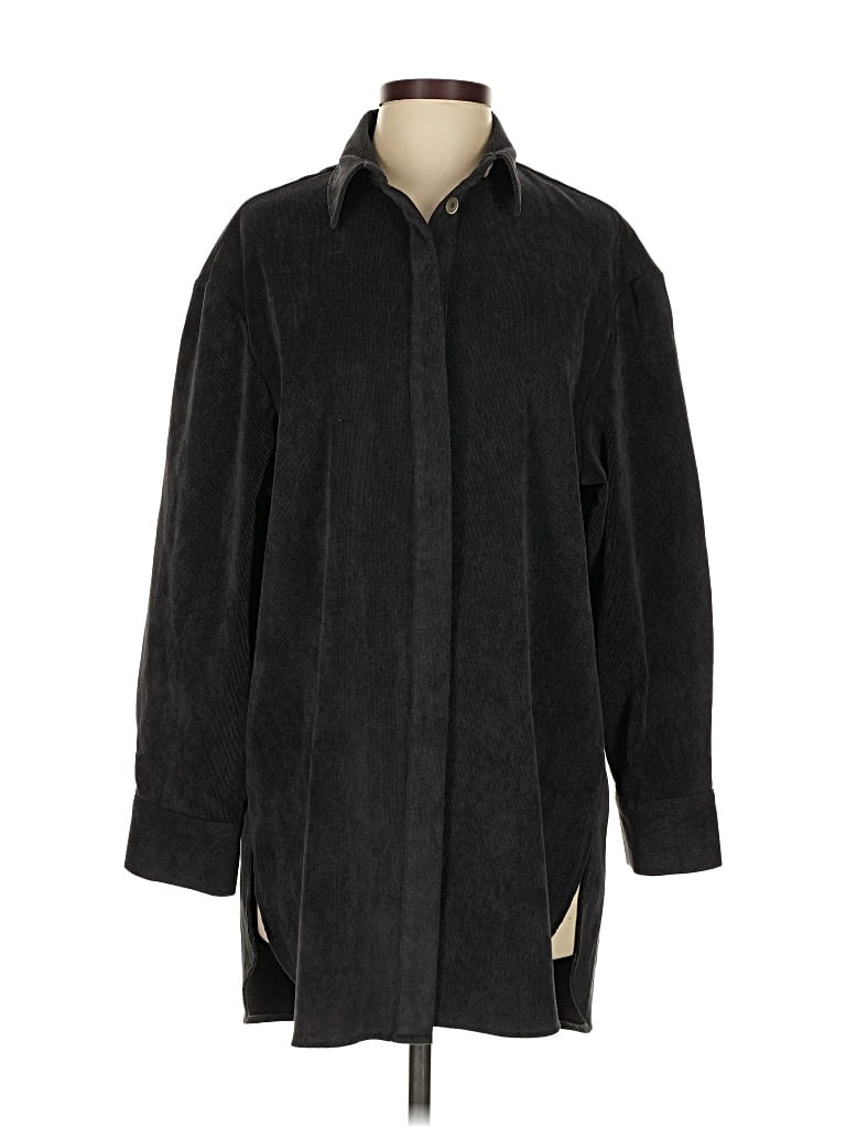 Pre-owned Zara Long Sleeve Button Down Shirt In Black