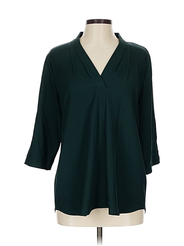 Pre-owned Calvin Klein 3/4 Sleeve Blouse In Blue