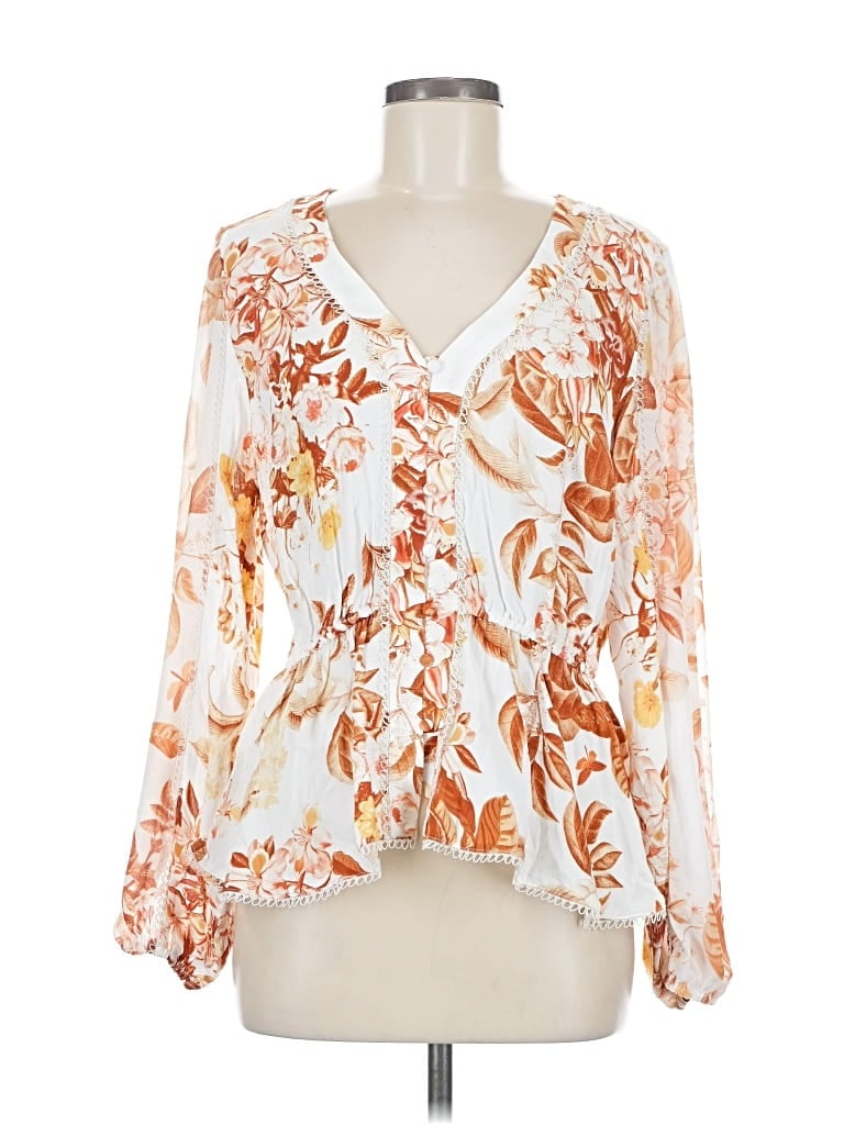 Pre-owned Guess 3/4 Sleeve Blouse In Orange