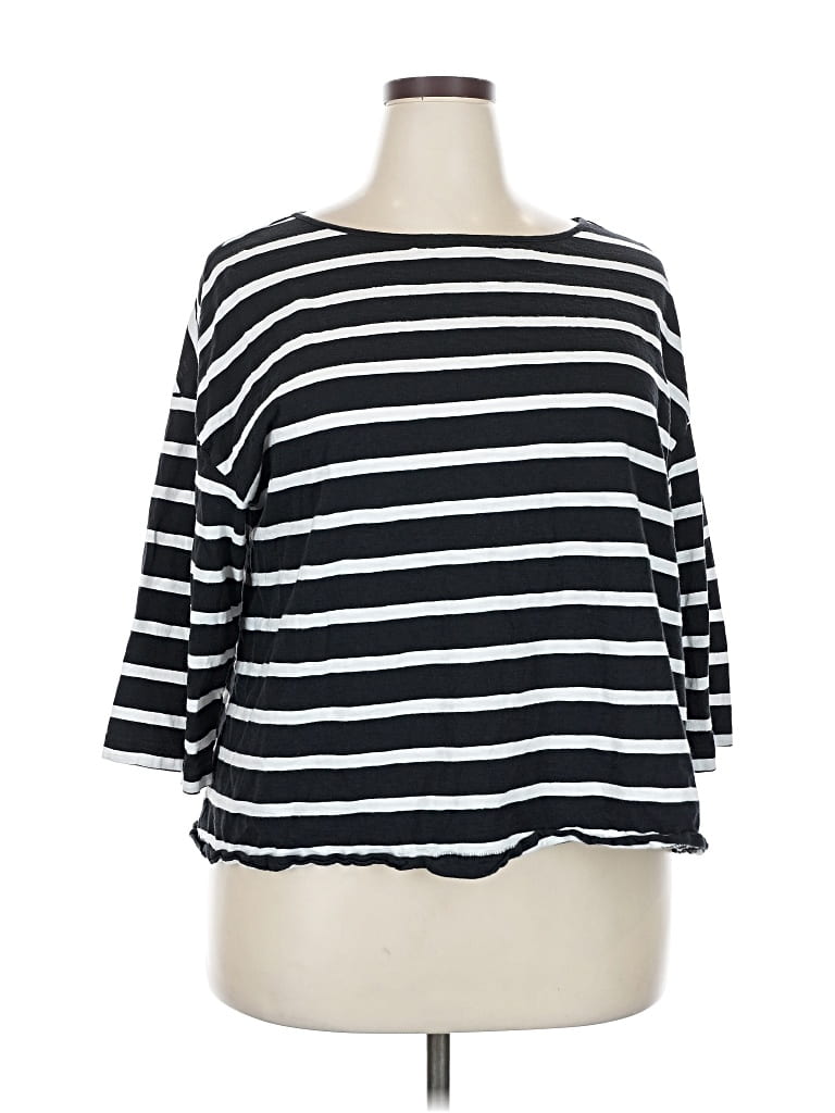 Pre-owned Lane Bryant 3/4 Sleeve T-shirt In Black