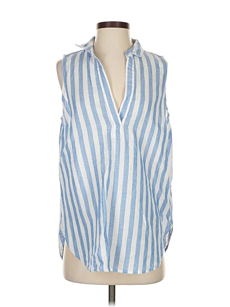Pre-owned J.crew Factory Store Sleeveless Button Down Shirt In Blue
