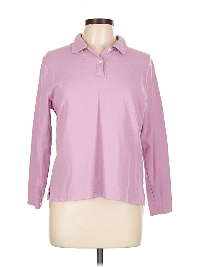 Pre-owned L.l.bean Long Sleeve Polo Shirt In Pink