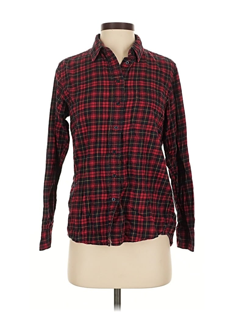 Pre-owned Uniqlo Long Sleeve Button Down Shirt In Red