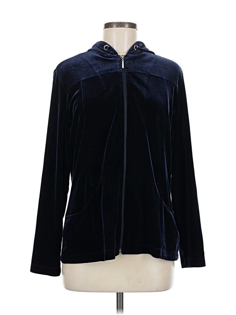 Pre-owned Chico's Zip Up Hoodie In Blue