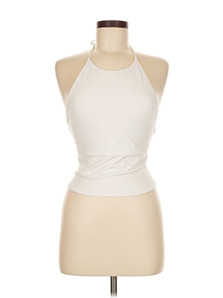 Pre-owned Garage Tank Top Ivory Halter Neckline Tops In White