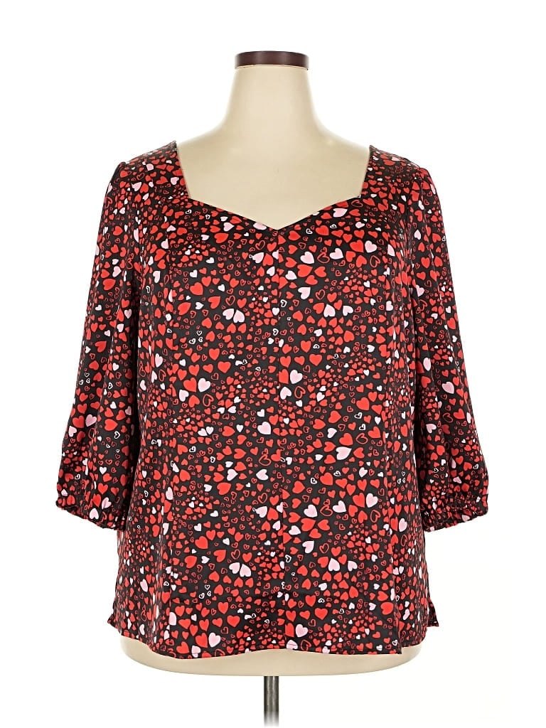 Pre-owned Lane Bryant 3/4 Sleeve Blouse In Red