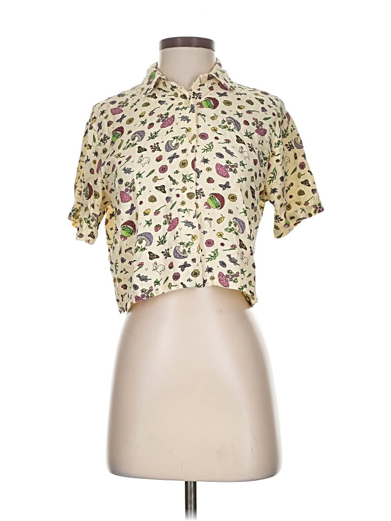 Pre-owned Hot Topic Short Sleeve Blouse In White