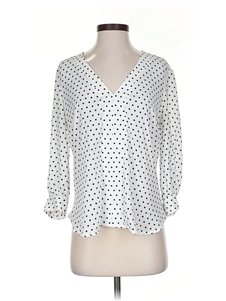 Pre-owned 7th Avenue Design Studio New York & Company 3/4 Sleeve Blouse In White