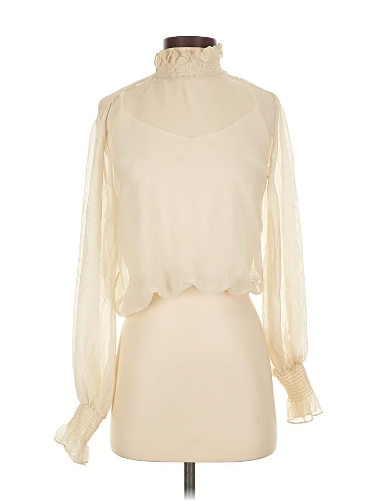Pre-owned Astr Long Sleeve Blouse In White
