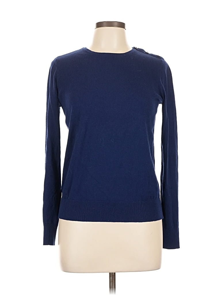 Pre-owned Ann Taylor Factory Long Sleeve Top Blue Crew Neck Tops