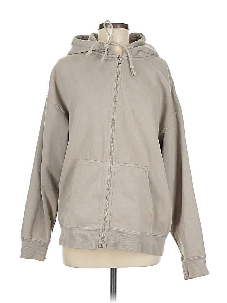 Pre-owned Brandy Melville Zip Up Hoodie In Gray