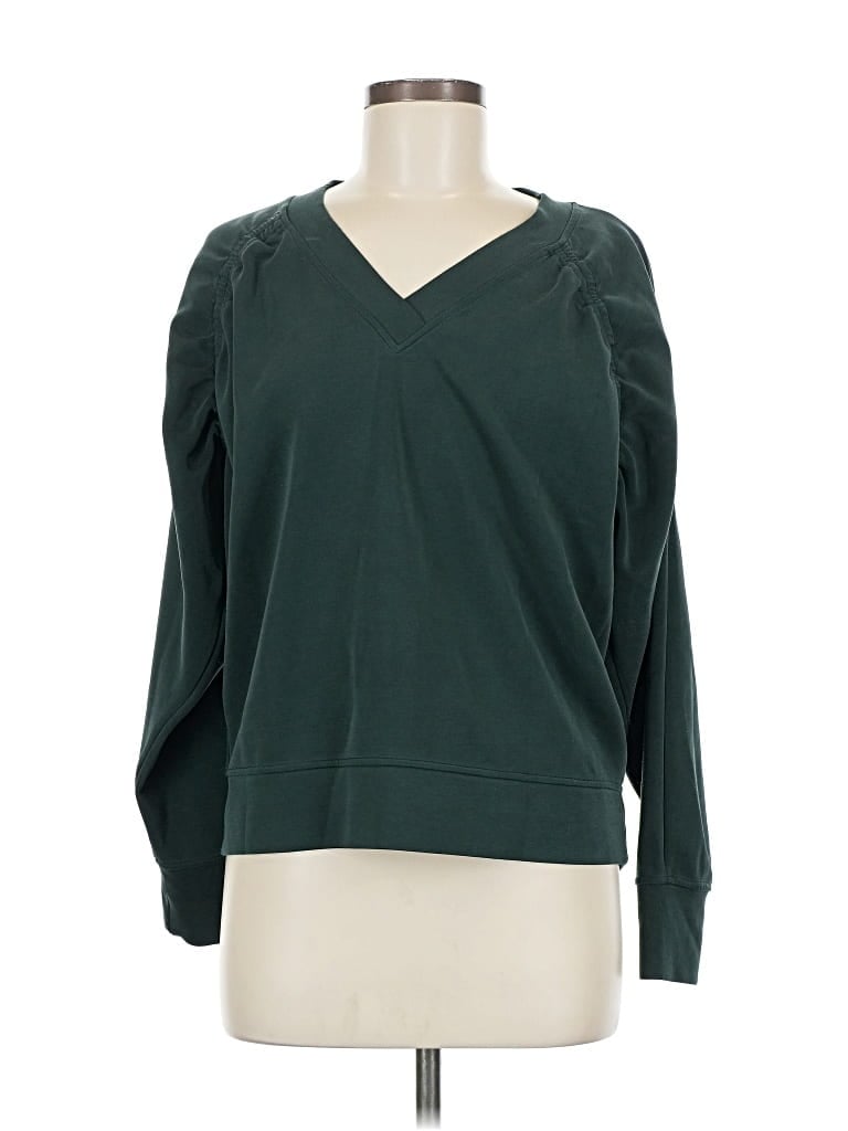 Pre-owned Cable & Gauge Long Sleeve Top Green V Neck Tops