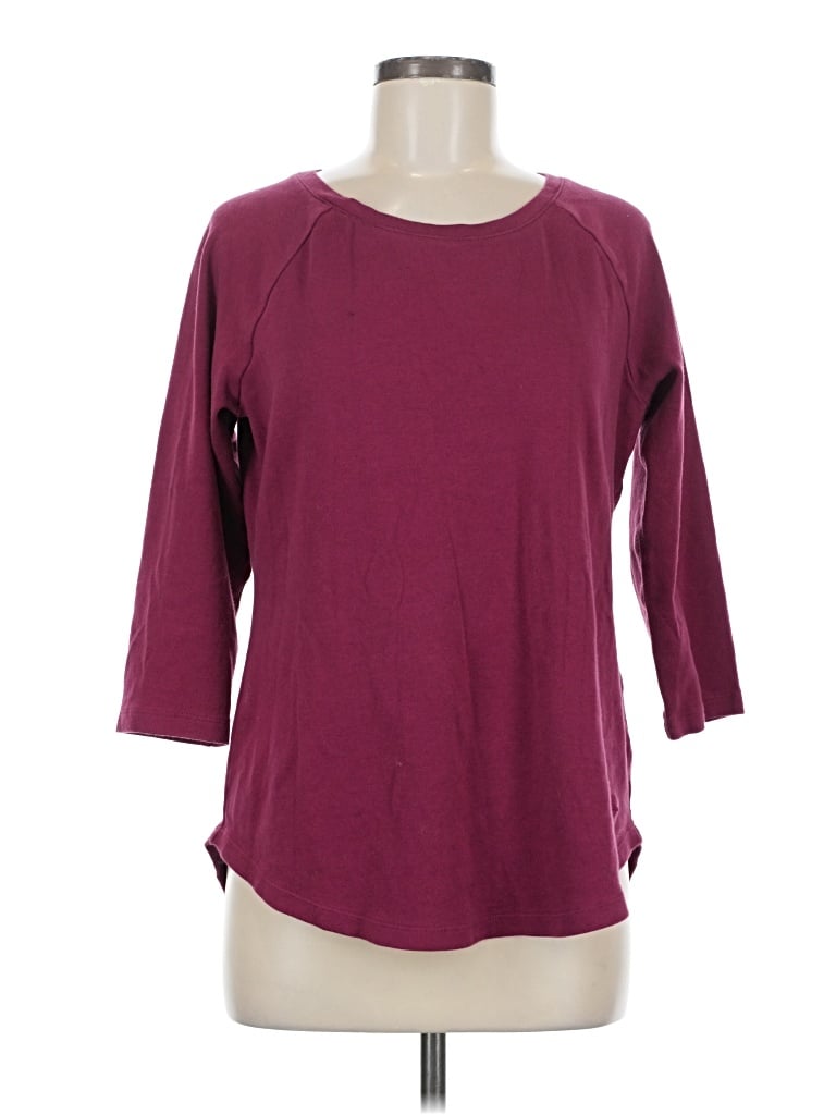 Pre-owned Isaac Mizrahi Live 3/4 Sleeve T-shirt In Burgundy