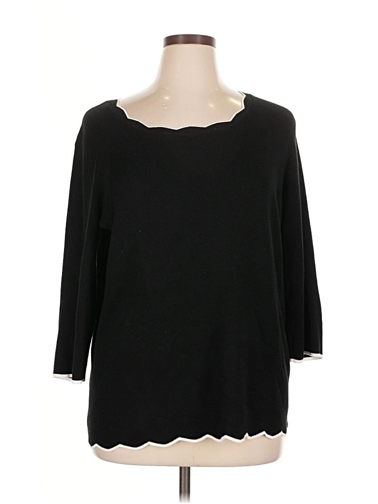 Pre-owned Cable & Gauge Pullover Sweater In Black