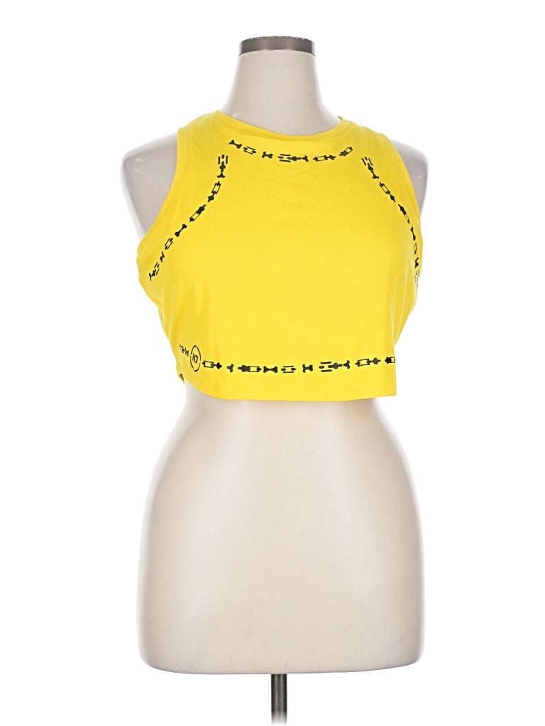 Pre-owned Nike Tank Top Yellow Halter Neckline Tops