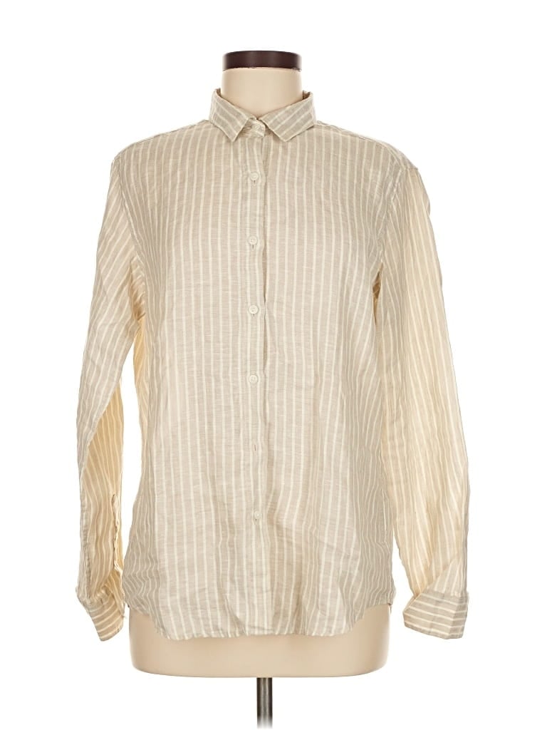 Pre-owned Uniqlo Long Sleeve Button Down Shirt In White