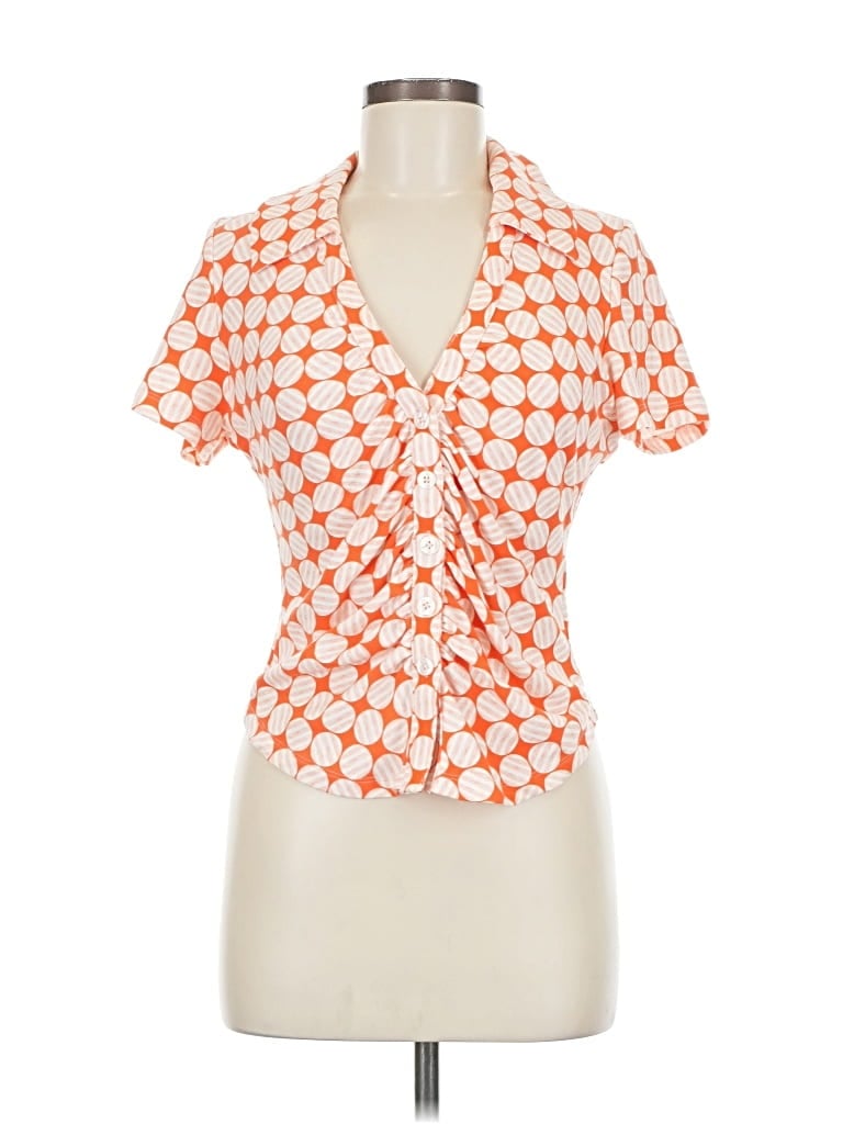 Pre-owned Maeve By Anthropologie Short Sleeve Blouse In Orange