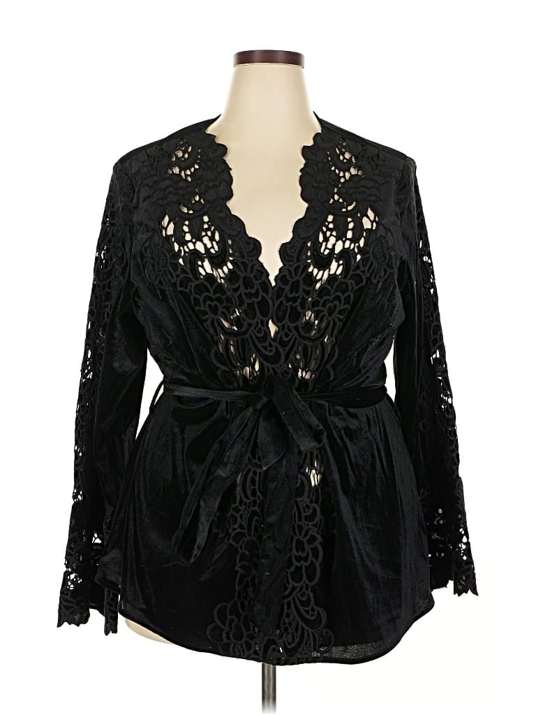 City Chic Long Sleeve Blouse In Black