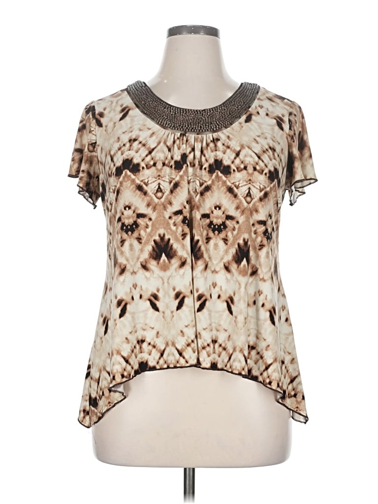 DRESSBARN Pre-owned Short Sleeve Blouse In Brown