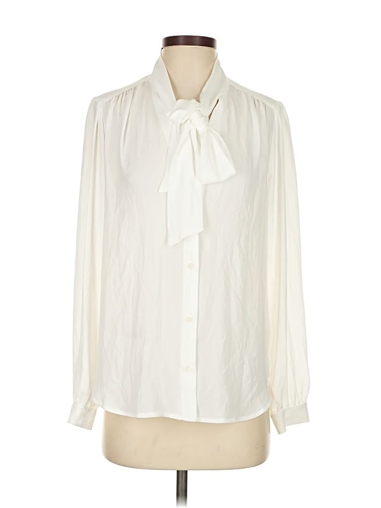 Pre-owned J.crew Factory Store Long Sleeve Blouse In White