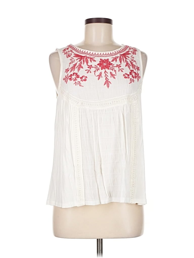 Pre-owned Knox Rose Sleeveless Blouse In White