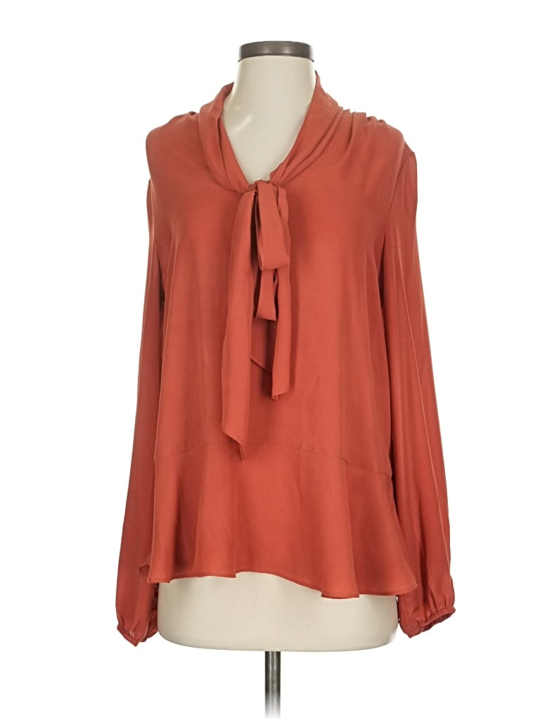 Pre-owned Max Studio Long Sleeve Blouse In Orange