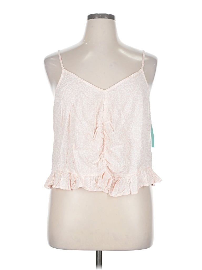 Abound Tank Top Pink Halter Neckline Tops In White
