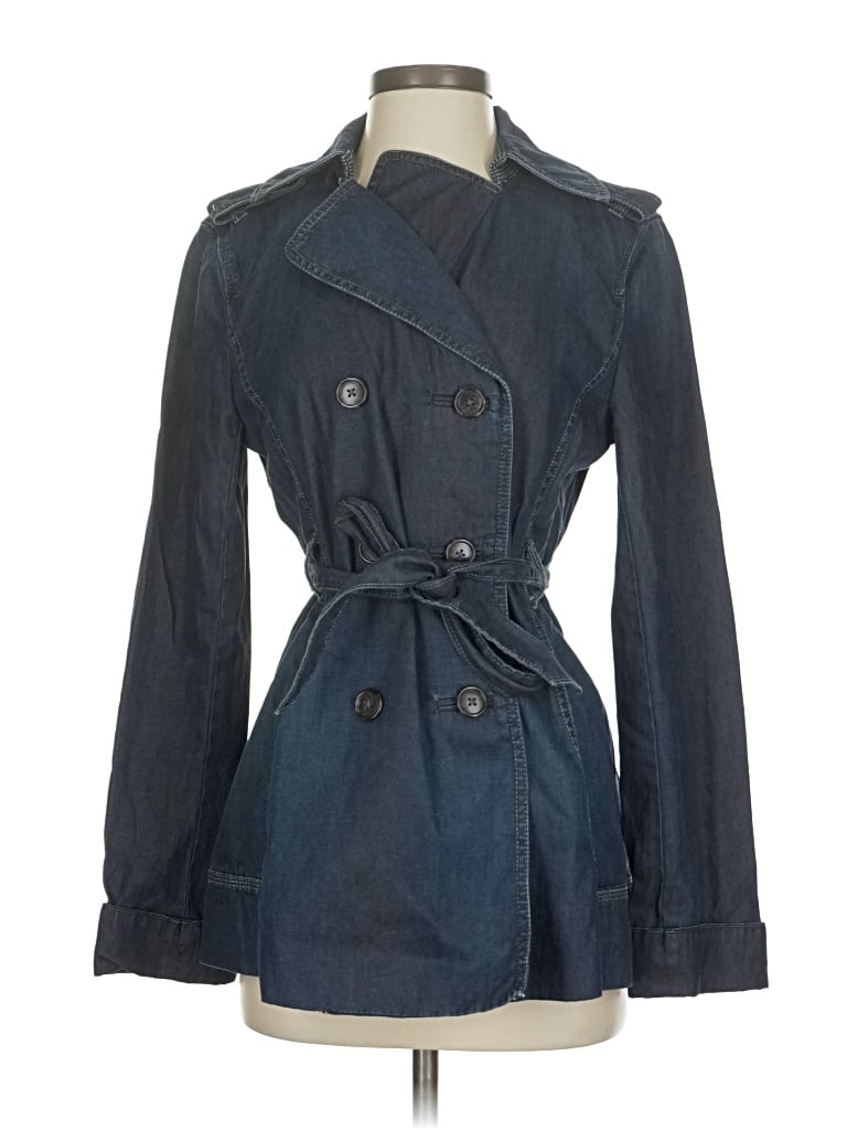 Pre-owned Ann Taylor Loft Trenchcoat In Blue
