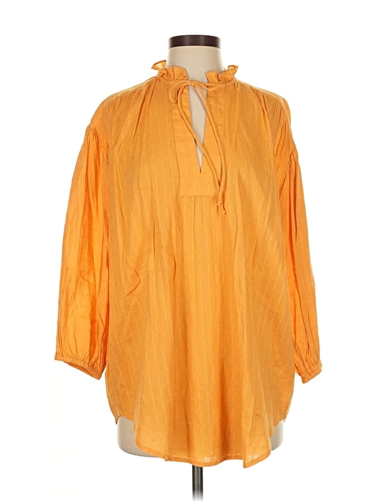 Pre-owned Mng 3/4 Sleeve Blouse In Orange