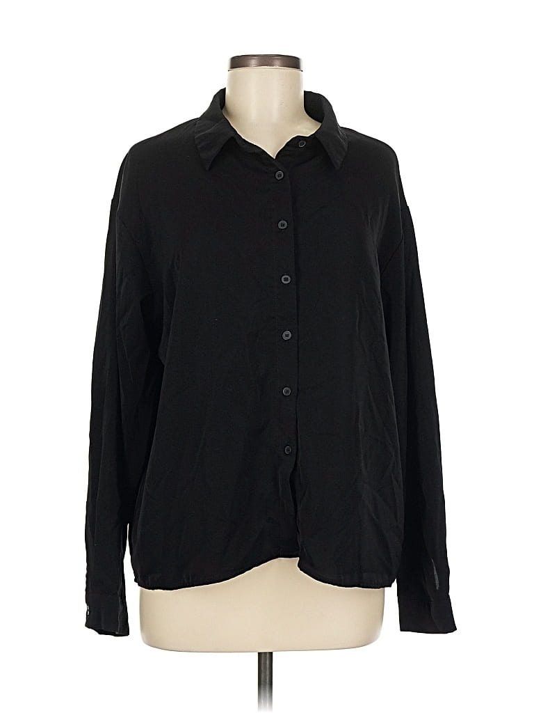 Pre-owned Dazy Long Sleeve Button Down Shirt In Black