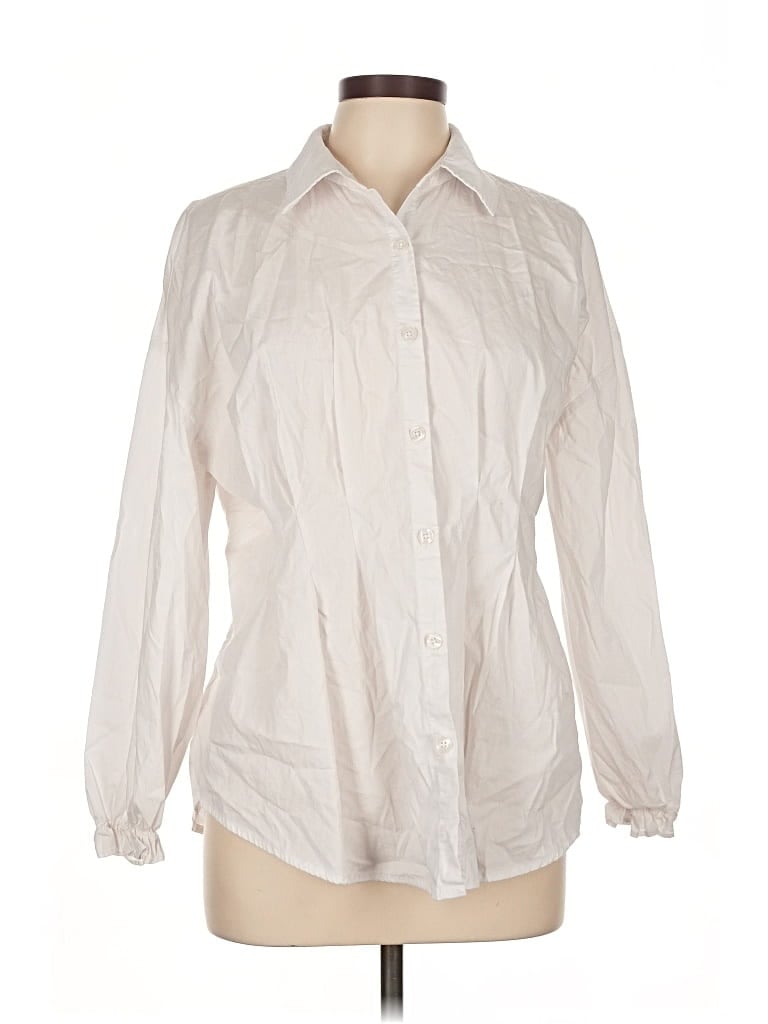 Pre-owned Bar Iii Long Sleeve Blouse In White