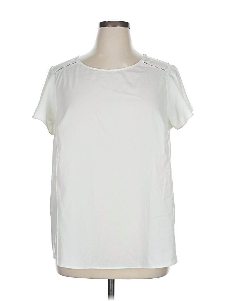 Pre-owned Lane Bryant Short Sleeve Top Ivory Crew Neck Tops In White