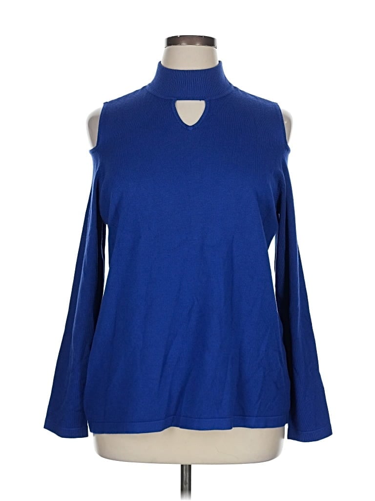 Pre-owned Susan Graver Turtleneck Sweater In Blue