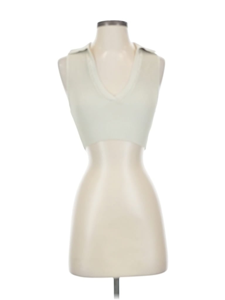 Pre-owned Babaton Tank Top Ivory Strapless Neckline Tops In White
