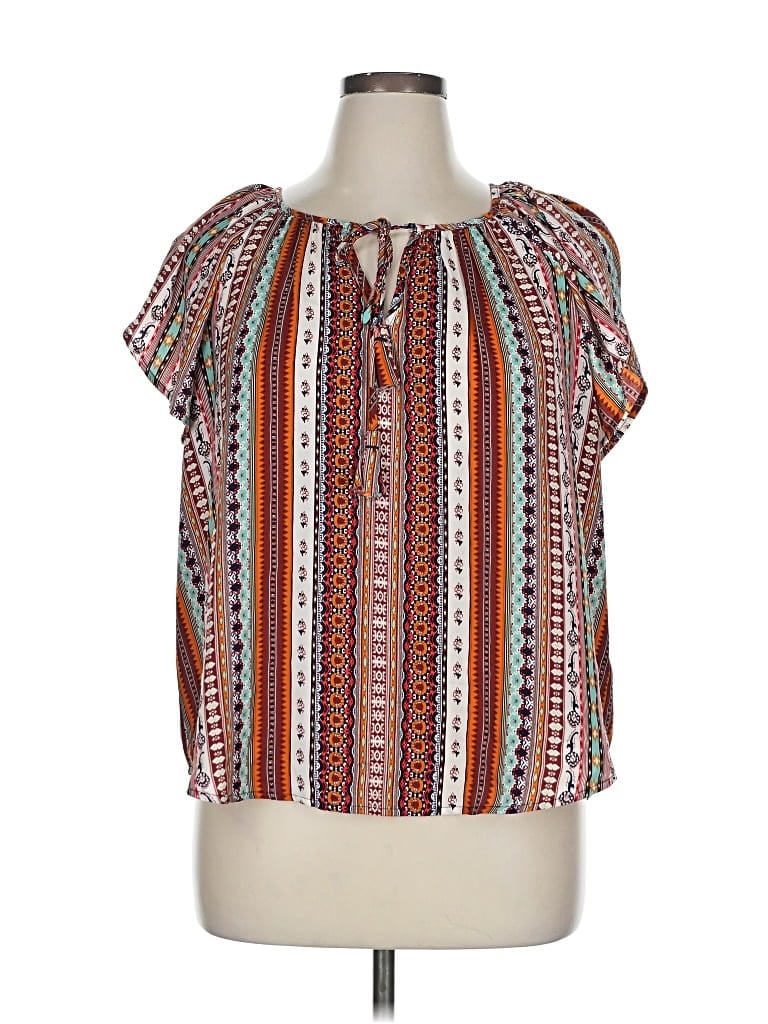 Pre-owned Liverpool Los Angeles Short Sleeve Blouse In Orange