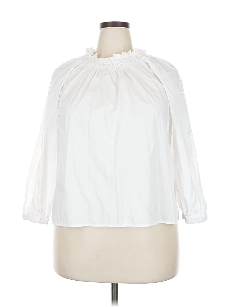 Pre-owned J.crew Factory Store 3/4 Sleeve Blouse In White
