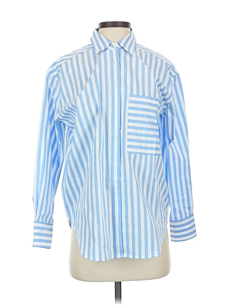 Pre-owned Ayr Long Sleeve Button Down Shirt In Blue