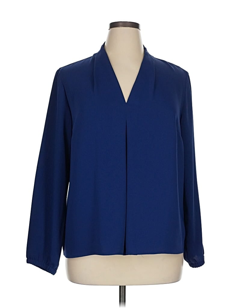 Pre-owned Nine West Long Sleeve Blouse In Blue