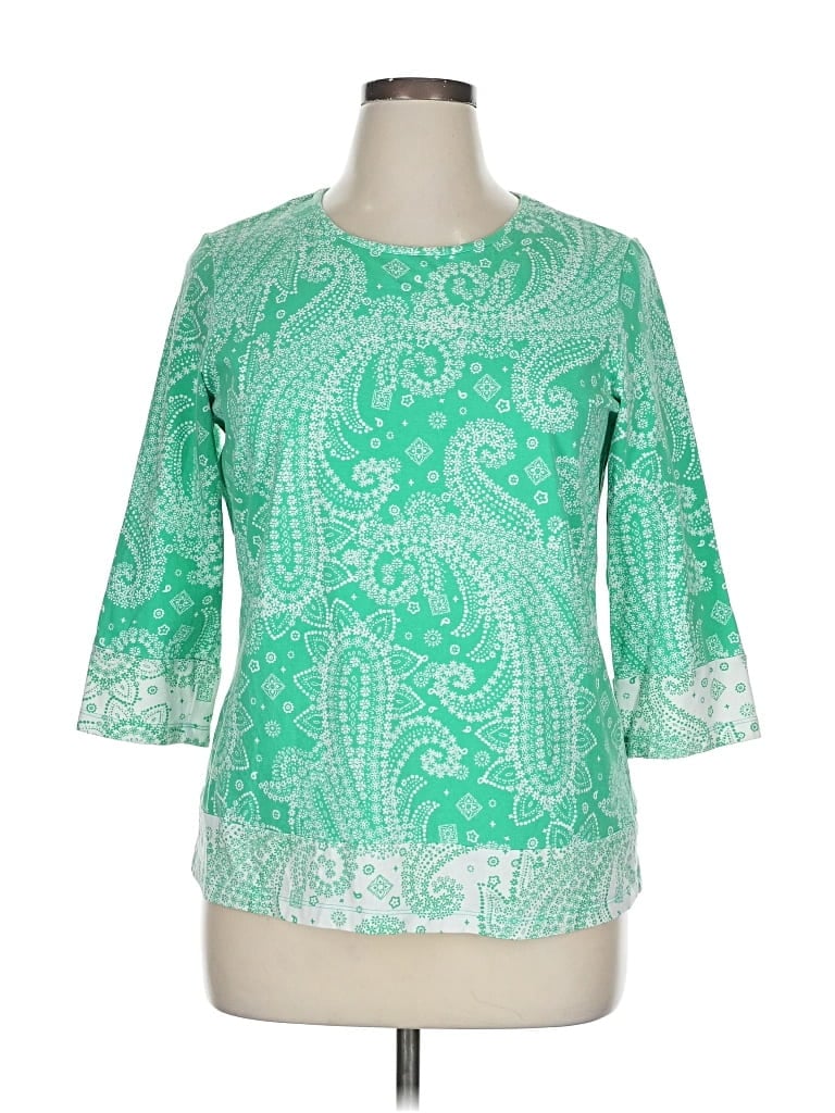 Pre-owned D&co. 3/4 Sleeve Blouse In Green