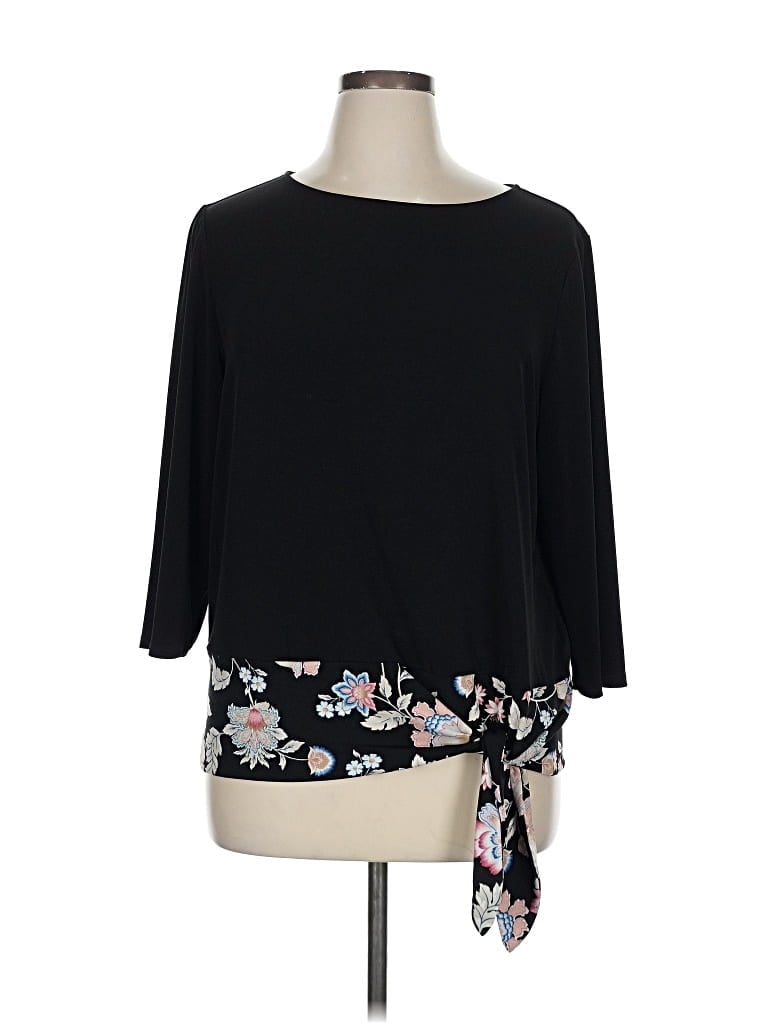 Pre-owned Chico's 3/4 Sleeve T-shirt In Black