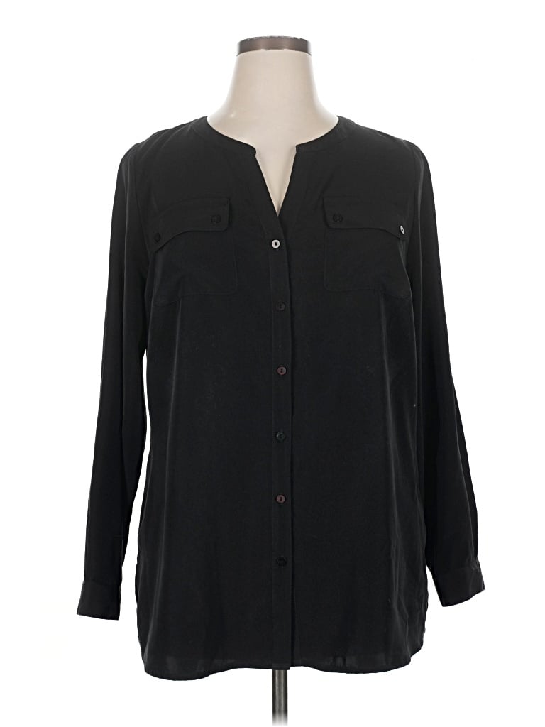 Pre-owned Lane Bryant Long Sleeve Blouse In Black