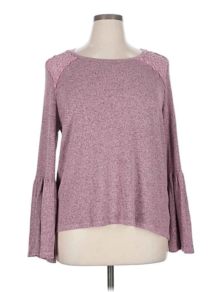 Pre-owned Liz Claiborne Long Sleeve Top Pink Boatneck Tops