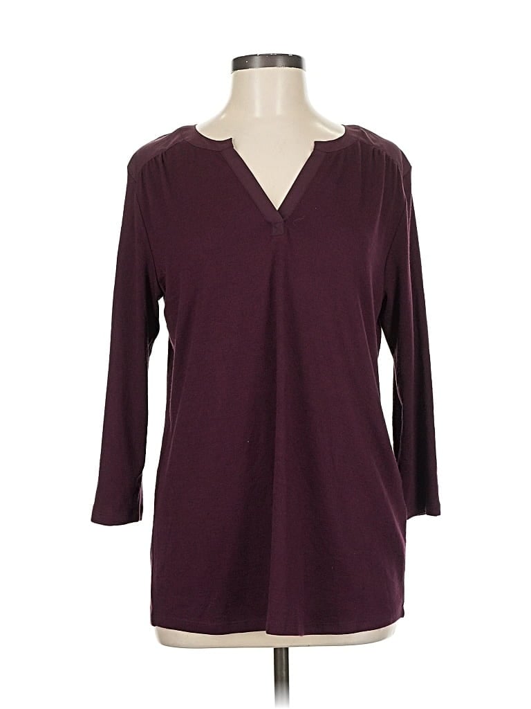 Pre-owned 41hawthorn 3/4 Sleeve Top Burgundy V-neck Tops
