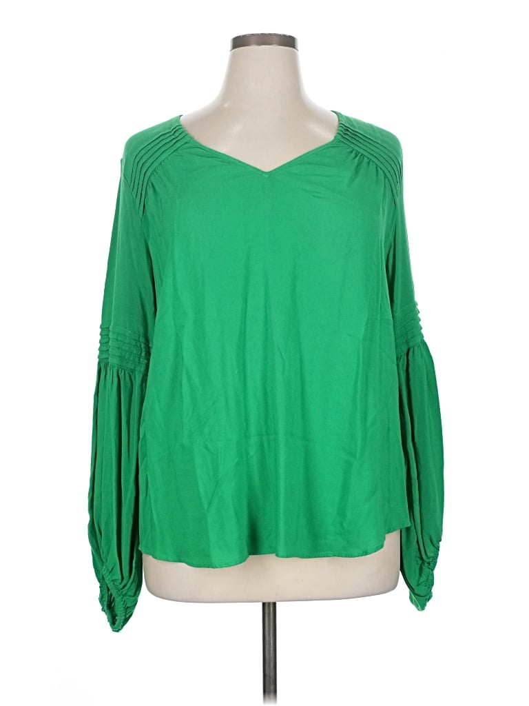 Pre-owned Maeve By Anthropologie Long Sleeve Blouse In Green