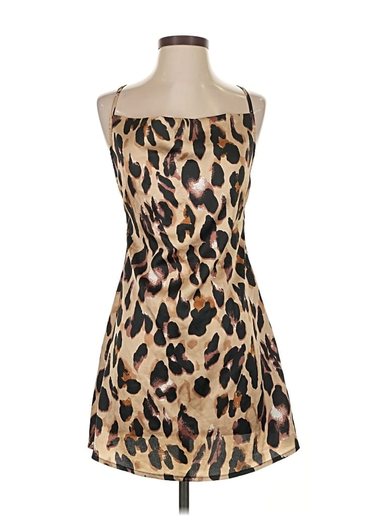 Pre-owned Prettylittlething Cocktail Dress In Brown