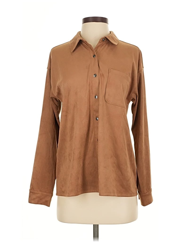 Pre-owned Jjill Long Sleeve Blouse In Brown