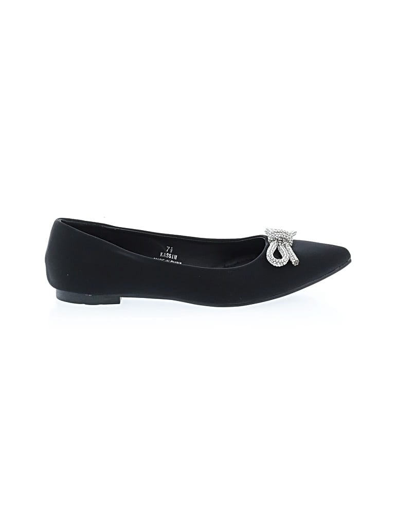 Pre-owned Nicole Miller Flats In Black