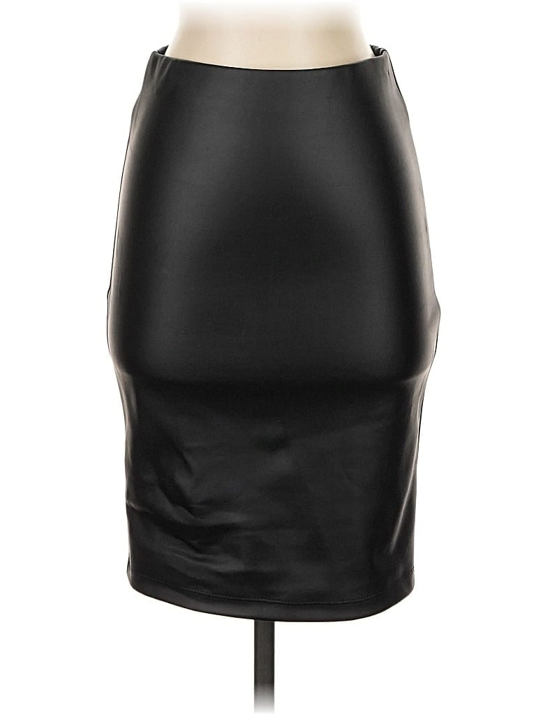 Pre-owned Must Have Faux Leather Skirt In Black